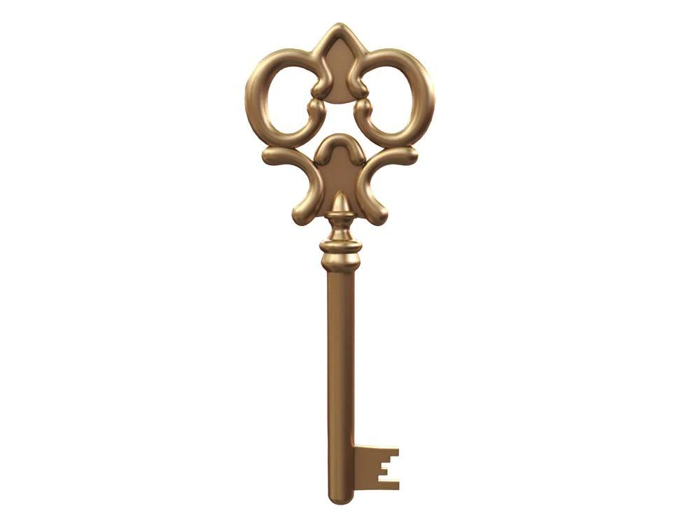 golden key 3D Model .c4d .max .obj .3ds .fbx .stl .blend 