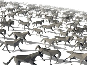 low poly horses pack 3D Model