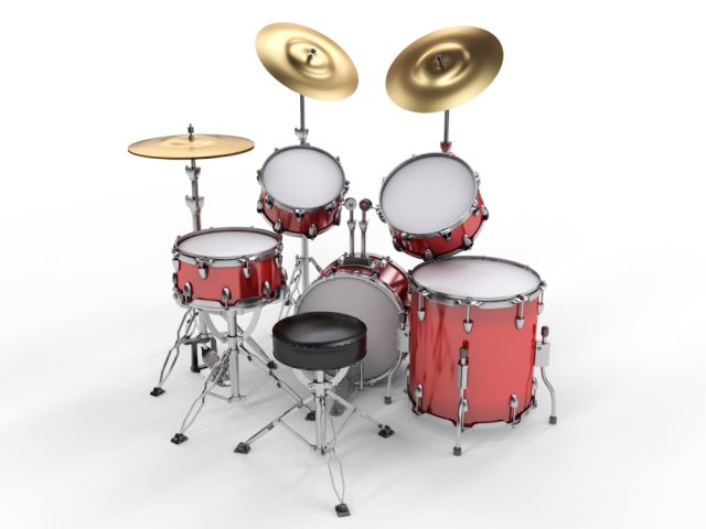 drum set 3D Model .c4d .max .obj .3ds .fbx .stl .blend 