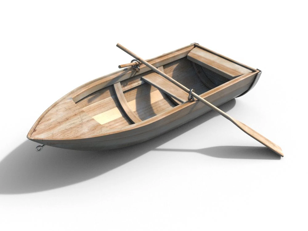 wooden boat 3D Model .c4d .max .obj .3ds .fbx .stl .blend 