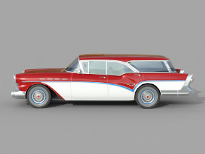 low poly car- buick century caballero wagon 1957 3D Model
