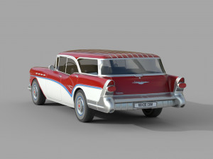 low poly car- buick century caballero wagon 1957 3D Model