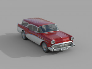 low poly car- buick century caballero wagon 1957 3D Model