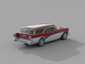 low poly car- buick century caballero wagon 1957 3D Model