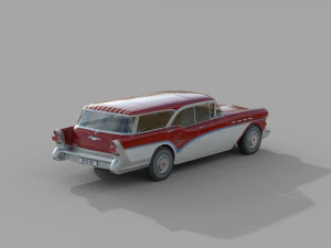 low poly car- buick century caballero wagon 1957 3D Model