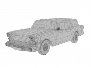 low poly car- buick century caballero wagon 1957 3D Model