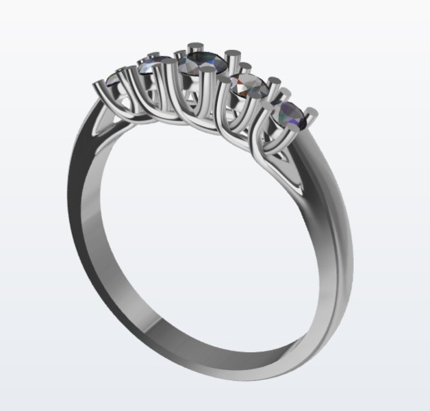 Ring 5 gems 3D Print Model .c4d .max .obj .3ds .fbx .stl .blend
