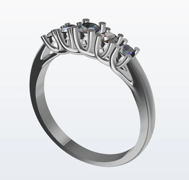 Ring 5 gems 3D Print Model .c4d .max .obj .3ds .fbx .stl .blend 