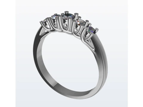 Ring mit 5 Edelsteinen 3D Druckmodell