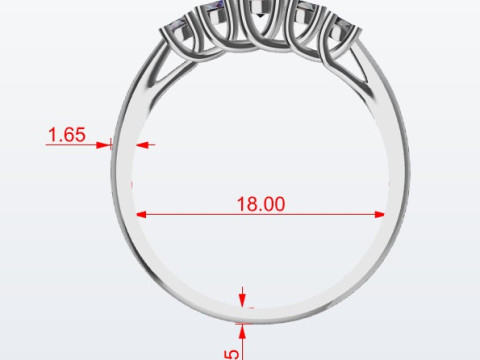 Ring 5 gems 3D Print Model