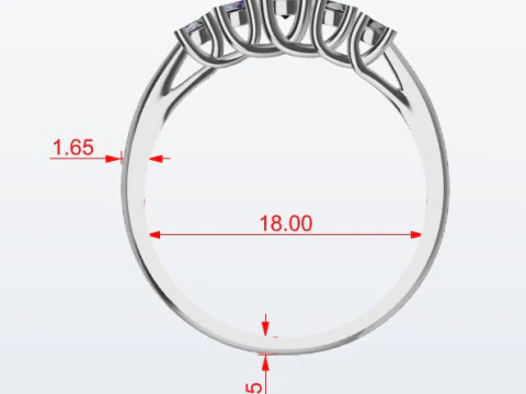 Ring 5 gems 3D Print Model