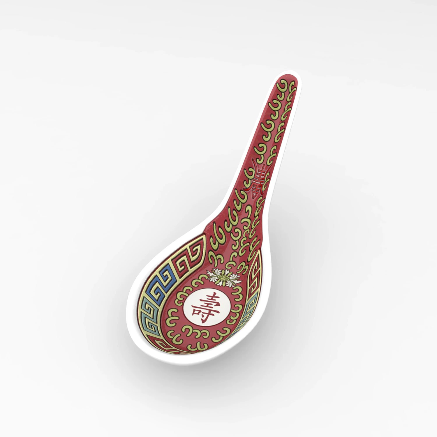 chinese porcelain - longevity soup spoon 3D Model .c4d .max .obj .3ds .fbx .stl .blend 