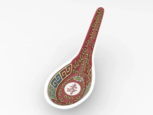 chinese porcelain - longevity soup spoon 3D Model