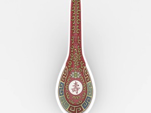 chinese porcelain - longevity soup spoon Model 3D