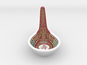 chinese porcelain - longevity soup spoon Model 3D