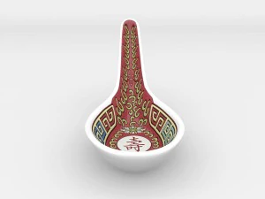 chinese porcelain - longevity soup spoon 3D Model