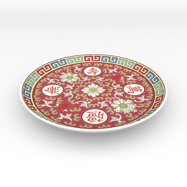 chinese porcelain dinner plate 3D Model .c4d .max .obj .3ds .fbx .stl .blend 