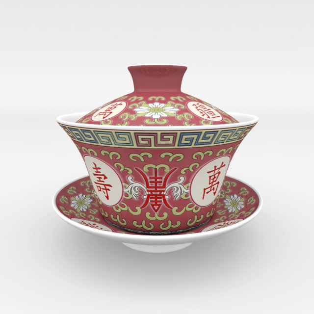 chinese ceramic gongfu tea cup set - gaiwan 3D-Modell .c4d .max .obj .3ds .fbx .stl .blend 