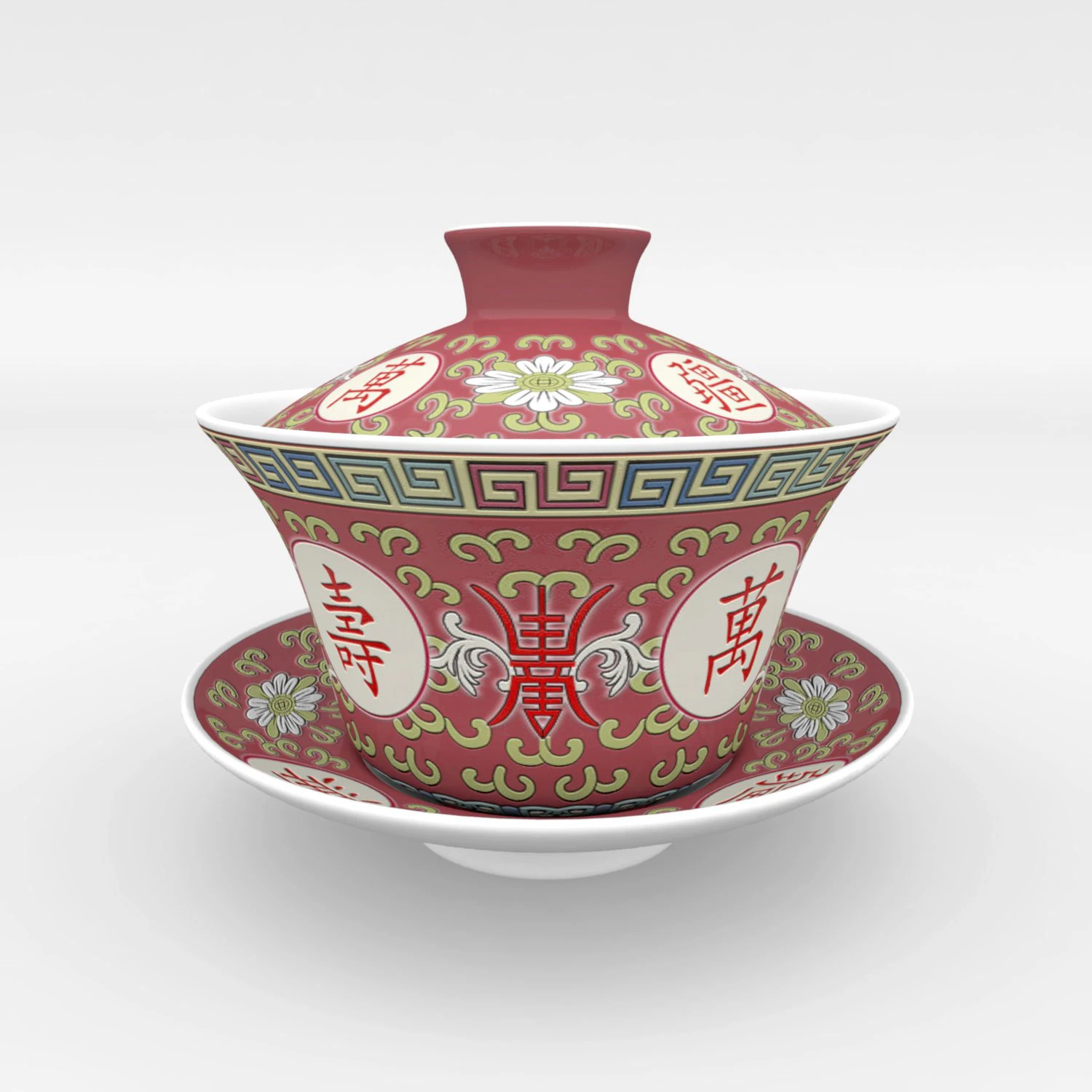 chinese ceramic gongfu tea cup set - gaiwan 3D Model .c4d .max .obj .3ds .fbx .stl .blend 