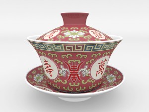 chinese ceramic gongfu tea cup set - gaiwan 3D-Modell