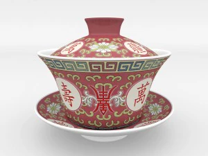 set di tazze da t&egrave; gongfu in ceramica cinese - gaiwan Modello 3D