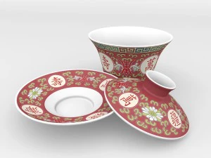 chinese ceramic gongfu tea cup set - gaiwan 3D Model