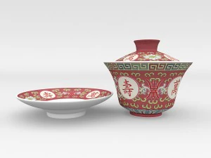 chinese ceramic gongfu tea cup set - gaiwan 3D Model