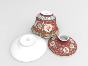 chinese ceramic gongfu tea cup set - gaiwan 3D Model