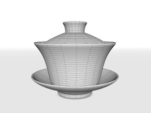 chinese ceramic gongfu tea cup set - gaiwan 3D-Modell