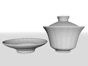 chinese ceramic gongfu tea cup set - gaiwan 3D Model