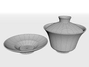 chinese ceramic gongfu tea cup set - gaiwan 3D-Modell