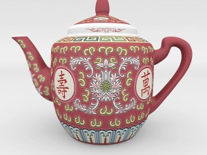 chinese porcelain wan shou teapot 3D मॉडल