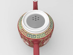 chinese porcelain wan shou teapot 3D Model