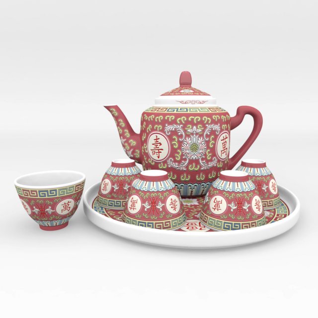 chinese porcelain tea set Modelo 3D .c4d .max .obj .3ds .fbx .stl .blend 
