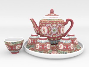 chinese porcelain tea set 3D Model