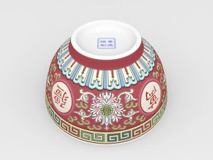 chinese porcelain - rice soup bowl set 3D Model