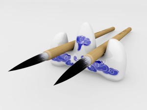 chinese calligraphy brush pen with holder Modelo 3D