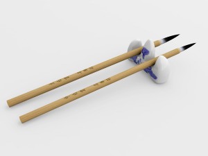chinese calligraphy brush pen with holder Modello 3D