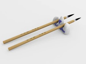 chinese calligraphy brush pen with holder 3D Model