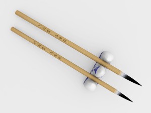 chinese calligraphy brush pen with holder Modello 3D