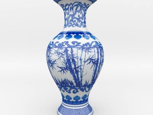 chinese blue and white porcelain vase Model 3D