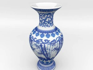 chinese blue and white porcelain vase 3D Model