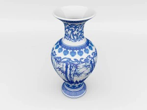 chinese blue and white porcelain vase 3D Model