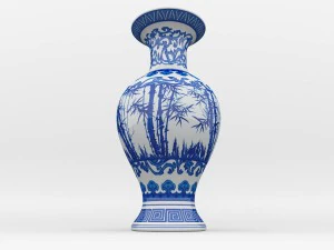 chinese blue and white porcelain vase 3D Model