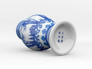 chinese blue and white porcelain vase 3D Model