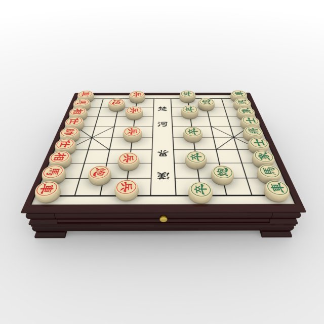 chiness chess - xiangqi with table 3D मॉडल .c4d .max .obj .3ds .fbx .stl .blend 