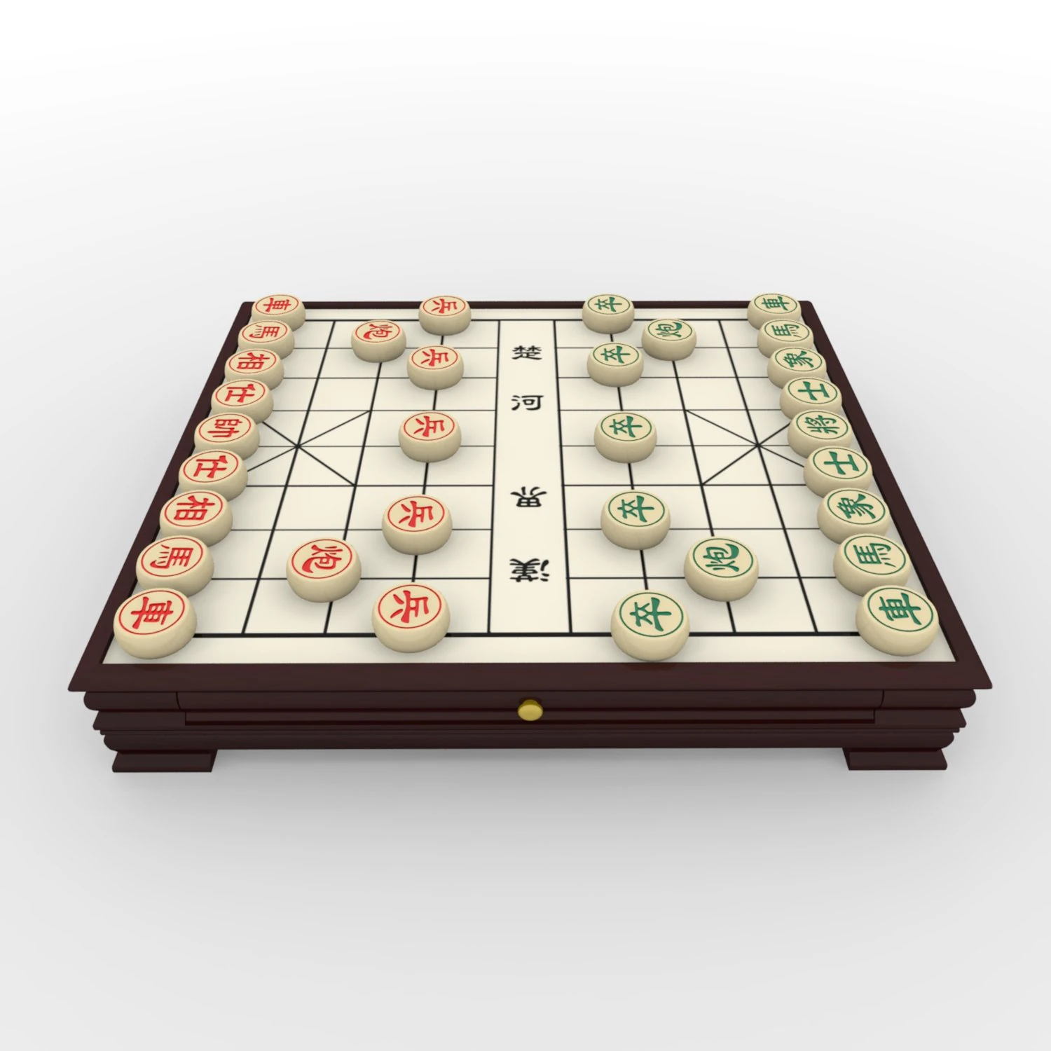 chiness chess - xiangqi with table 3D Model .c4d .max .obj .3ds .fbx .stl .blend