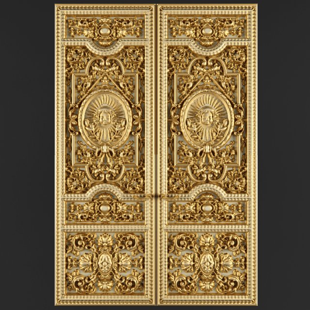 Luxury classic baroque carved door 3D 모델 .c4d .max .obj .3ds .fbx .stl .blend 