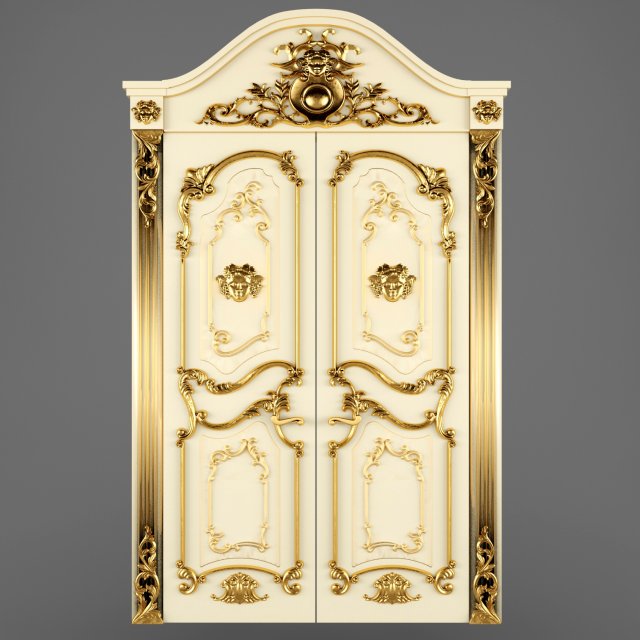 luxury classic baroque carved door Modelo 3D .c4d .max .obj .3ds .fbx .stl .blend 