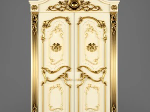 porta esculpida barroca cl&aacute;ssica de luxo Modelo 3D